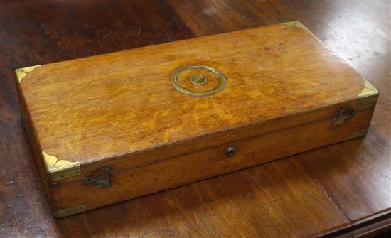 An oak brass inlaid medical box